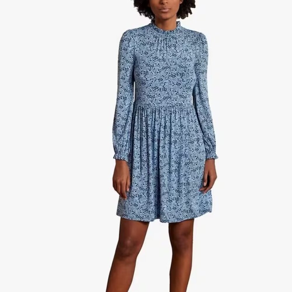Boden Blue Floral Long Sleeve Jersey Knit Pullover Clara Dress Womens US 6